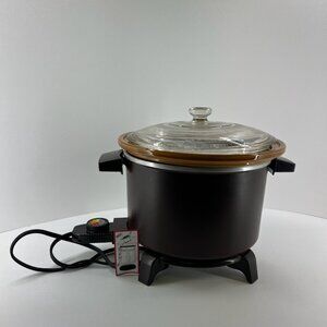 Vtg Dazey Chef's Pot DCP-6 Deep Fryer Slow Cooker Set Immersible Non-Stick Brown
